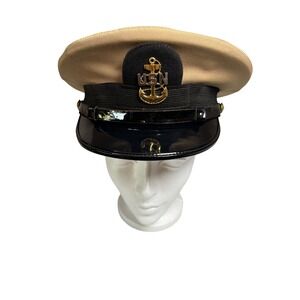 Vintage US Navy Enlisted Dress Cap WWII-Cold War Era USN Anchor Size 7